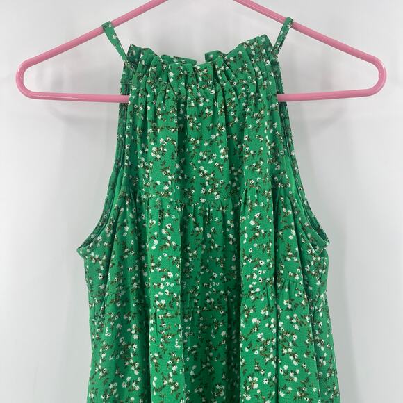 CECE Dress Size Extra Small Green Halter Swing Floral Tie Back Harmony Blossoms - Picture 4 of 10